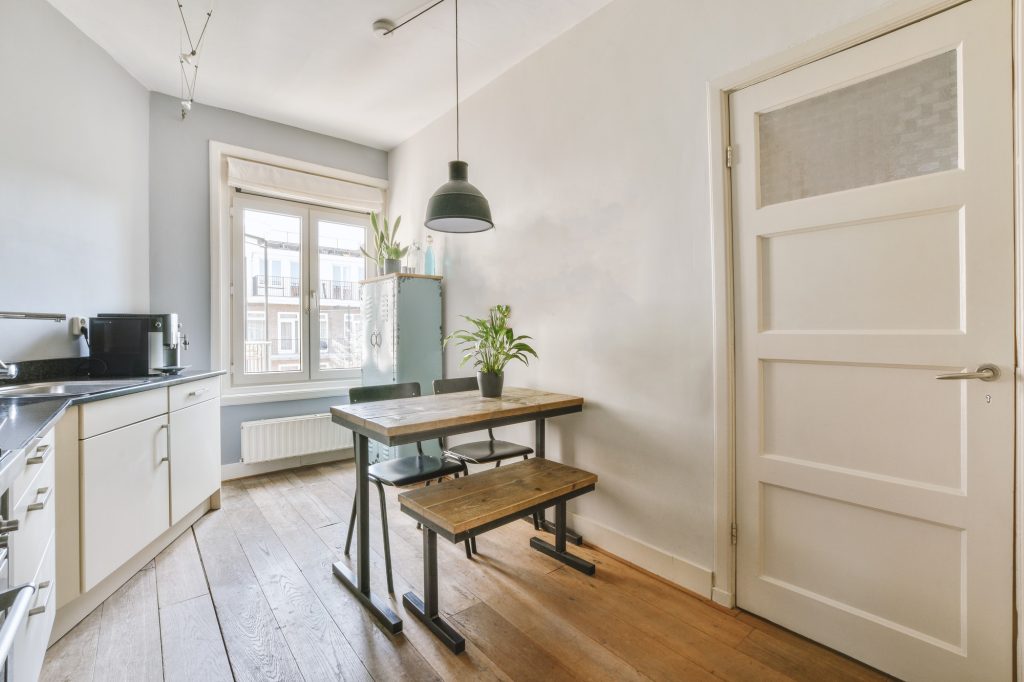 Corner kitchen furniture in modern apartment